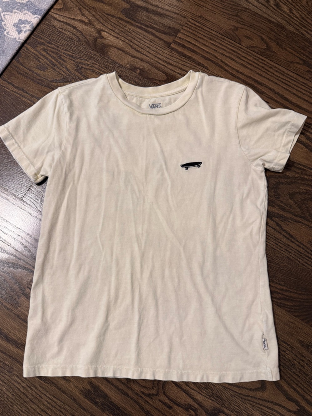 Vans light yellow Tee with Small Black embroidered Skateboard Logo